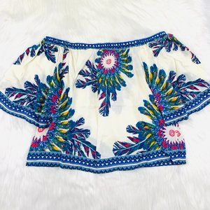 Flying Tomato Aztec Off-The-Shoulder Crop Top M